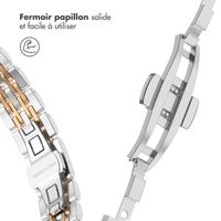 Selencia Bracelet en acier slim style Jubilee Apple Watch Series 1 t/m 9 / SE (38/40/41 mm) | Series 10 / 11 (42 mm) - Zilver & Rosé Goud / Silver & Rose Gold