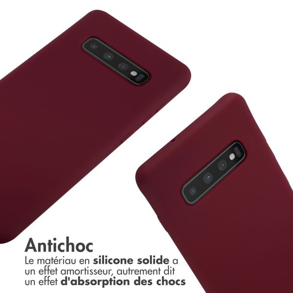 imoshion ﻿Coque en silicone avec cordon Samsung Galaxy S10 Plus - Rouge foncé