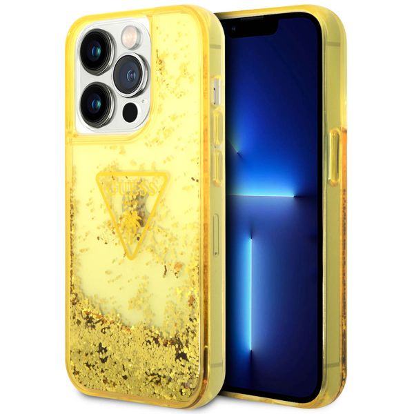 Guess Coque Liquid Glitter iPhone 14 Pro - Jaune