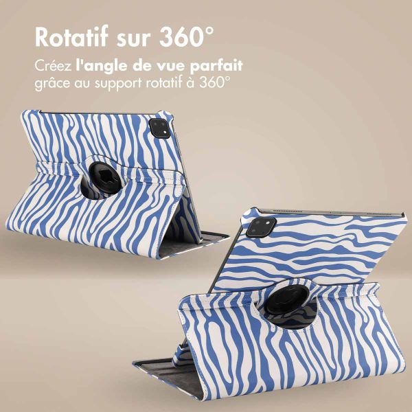 imoshion Coque tablette Design rotatif à 360° iPad Air 13 pouces (2025) M3 / (2024) M2 - White Blue Stripes