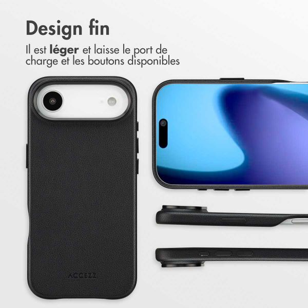 Accezz Coque arrière en cuir avec MagSafe Apple iPhone Air - Onyx Black