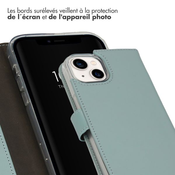 Selencia Étui portefeuille en cuir véritable Apple iPhone 14 - Air Blue
