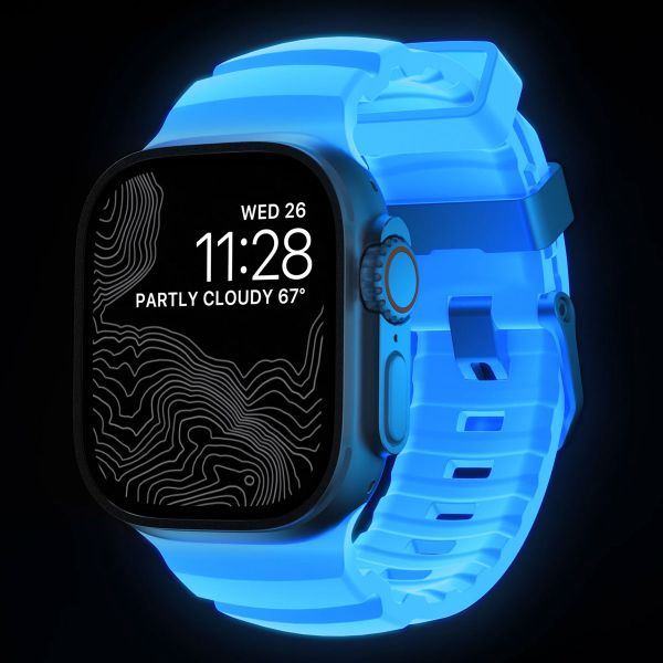 Nomad Bracelet Rocky Point Apple Watch Series 1 t/m 11 / SE / Ultra (44/45/46/49 mm) - Icy Blue Glow TItanium