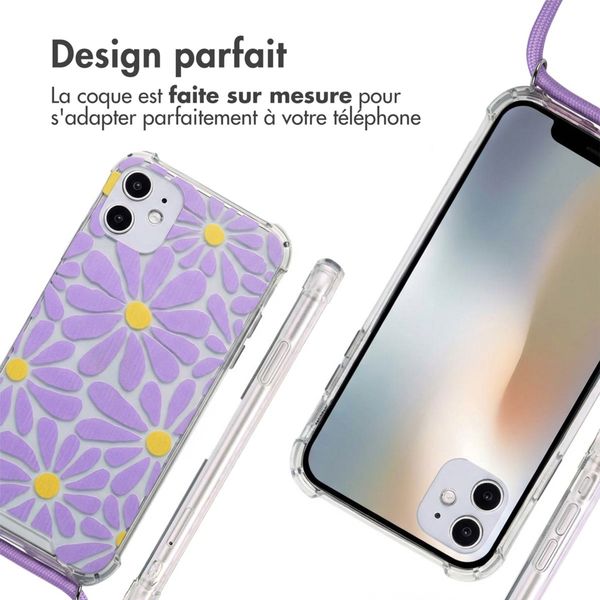 imoshion Coque Design avec cordon Apple iPhone 11 - Tropical Violet Flowers Connect