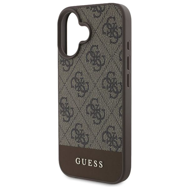 Guess Coque arrière Bottom Stripe 4G Apple iPhone 16 - Marron