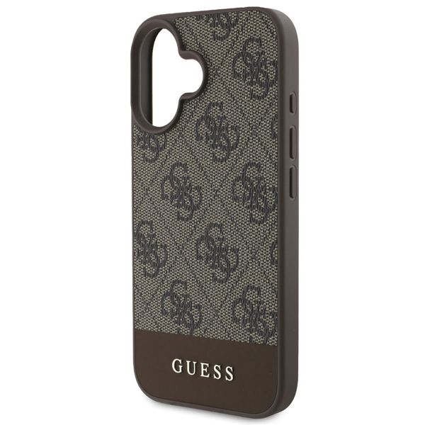 Guess Coque arrière Bottom Stripe 4G iPhone 16 - Brun