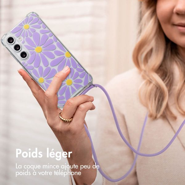 imoshion Coque Design avec cordon Samsung Galaxy S24 FE - Tropical Violet Flowers Connect