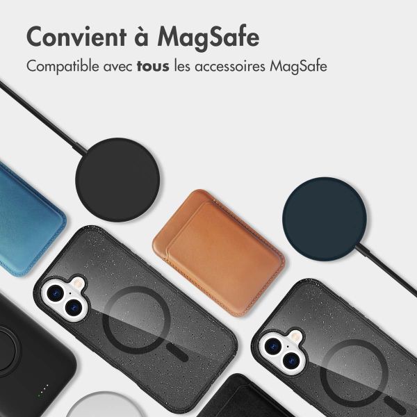 imoshion Coque Pailletée avec MagSafe Apple iPhone 16 - Glitter Noir
