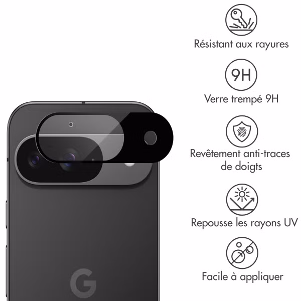 imoshion Protection Caméra en verre trempé 2 Pack Google Pixel 9 - Noir