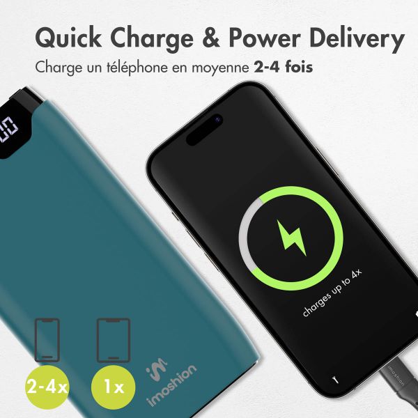 imoshion Batterie externe - 20.000 mAh - Quick Charge et Power Delivery - Vert pétrole