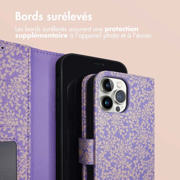 imoshion Étui de télephone portefeuille Design Apple iPhone 12 (Pro) - Purple White Flowers