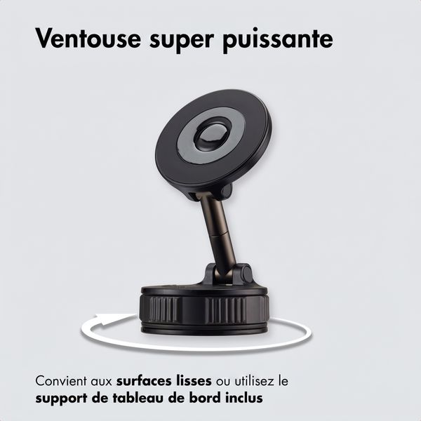 imoshion Support de téléphone pour voiture avec MagSafe - rotatif à 360° - avec ventouse - magnétique - universel - noir