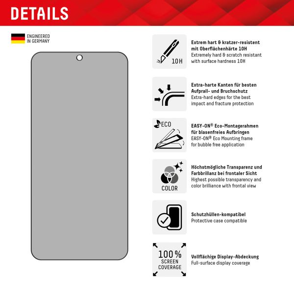 Displex Protection d'écran en verre trempé Privacy Samsung Galaxy S24 Plus