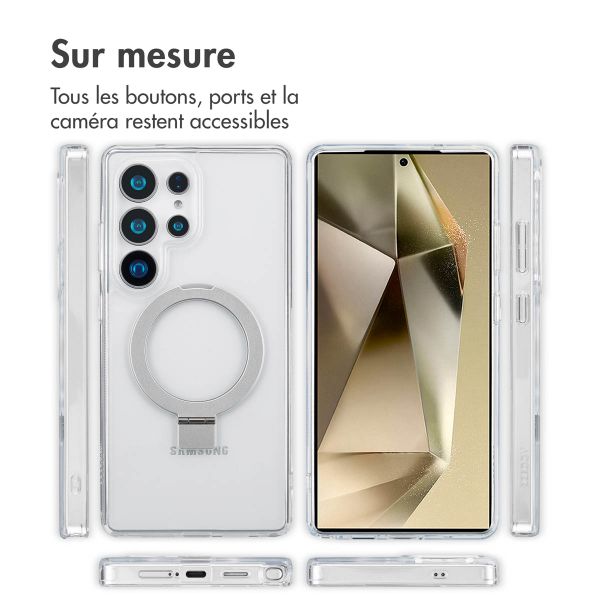 Accezz Coque Ring Stand avec MagSafe Samsung Galaxy S25 Ultra - Transparent