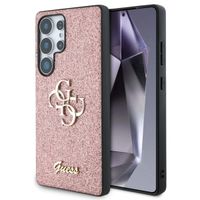 Guess Coque 4G Metal Logo Glitter Samsung Galaxy S25 Ultra - Rose