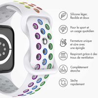 imoshion Bracelet sport⁺ Apple Watch Series 1 á 10 / SE / Ultra (2) (44/45/46/49 mm) - Taille M/L - White Rainbow