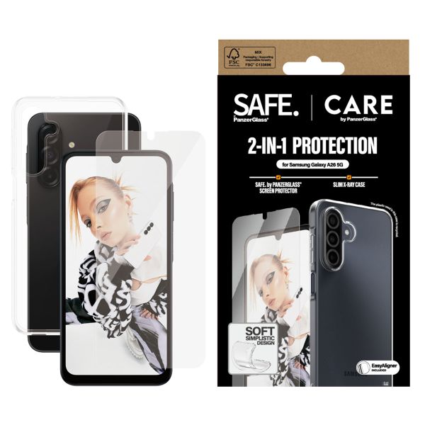 CARE by PanzerGlass Coque Fashion XR + Ultra-Wide Fit Écran de Protection avec applicateur Samsung Galaxy A26 - Transparent