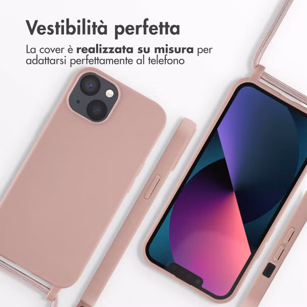 imoshion Coque en silicone avec cordon Apple iPhone 13 - Sand Pink