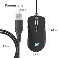 imoshion Souris de jeu avec lumières RGB - Souris de jeu filaire avec connexion USB-A - Noir