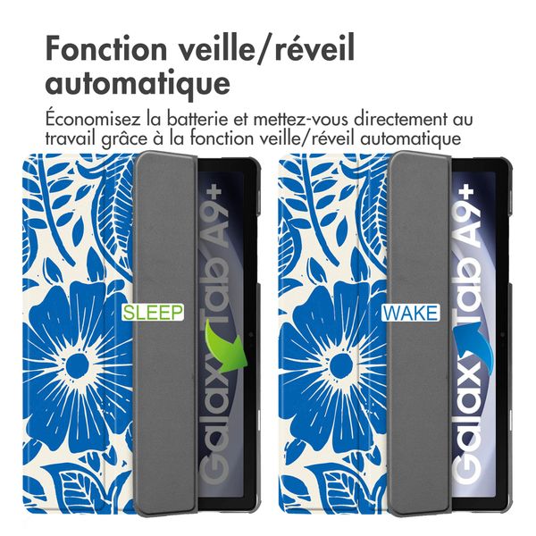 imoshion Coque tablette Design Trifold Samsung Galaxy Tab A11 Plus / A9 Plus - Flower Tile