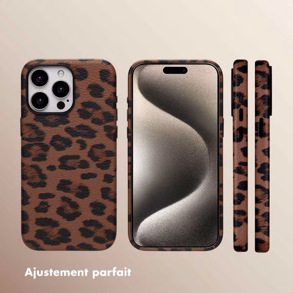 Selencia Coque Sabi imprimé panthère avec MagSafe Apple iPhone 15 Pro Max - Mocha Brown
