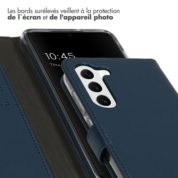 Selencia Étui portefeuille en cuir véritable Samsung Galaxy S23 - Bleu