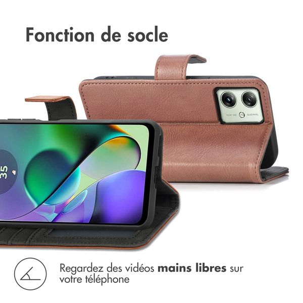 imoshion Étui de télephone portefeuille Motorola Moto G54 - Marron