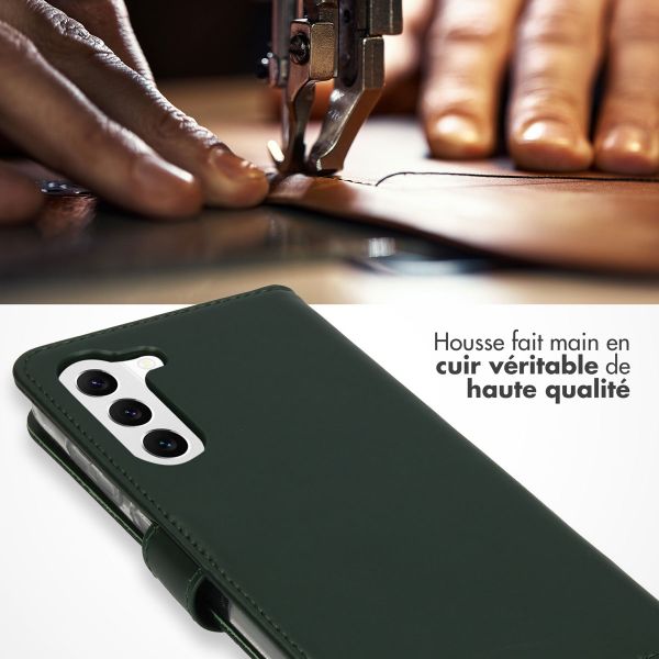 Selencia Étui portefeuille en cuir véritable Samsung Galaxy S23 - Vert