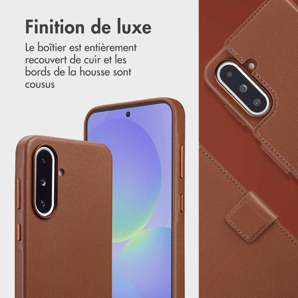 Accezz Étui de télephone portefeuille en cuir 2-en-1 avec MagSafe Samsung Galaxy A36 / A56 - Marron café
