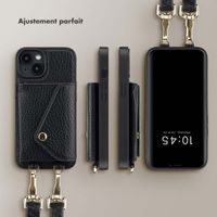 Selencia Coque à cordon avec porte-cartes enveloppe Sera iPhone 14 - Noir