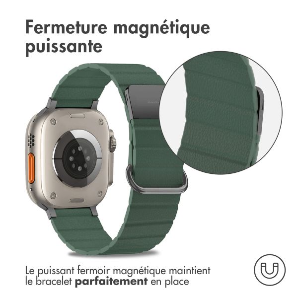 imoshion Bracelet en cuir magnétique Apple Watch Series 1-10 / SE / Ultra (2) - 42/44/45/46/49 mm - Vert