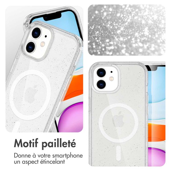 imoshion Coque Pailletée avec MagSafe Apple iPhone 12 (Pro) - Paillettes Transparent