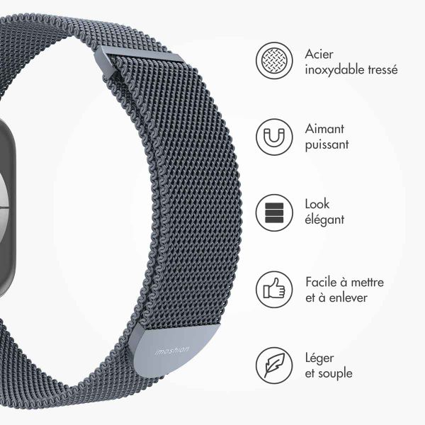 imoshion Bracelet magnétique milanais Apple Watch Series 1 - 11 / SE / Ultra (44/45/46/49 mm) - Taille M - Gris foncé