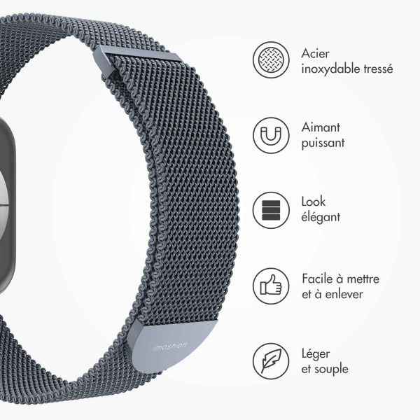 imoshion Bracelet magnétique milanais Apple Watch Series 1 á 10 / SE / Ultra (2) (44/45/46/49 mm) - Taille M - Gris