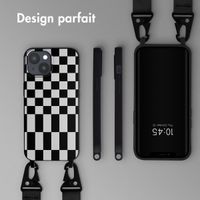 Selencia ﻿Coque design en silicone avec cordon amovible iPhone 15 - Irregular Check Black