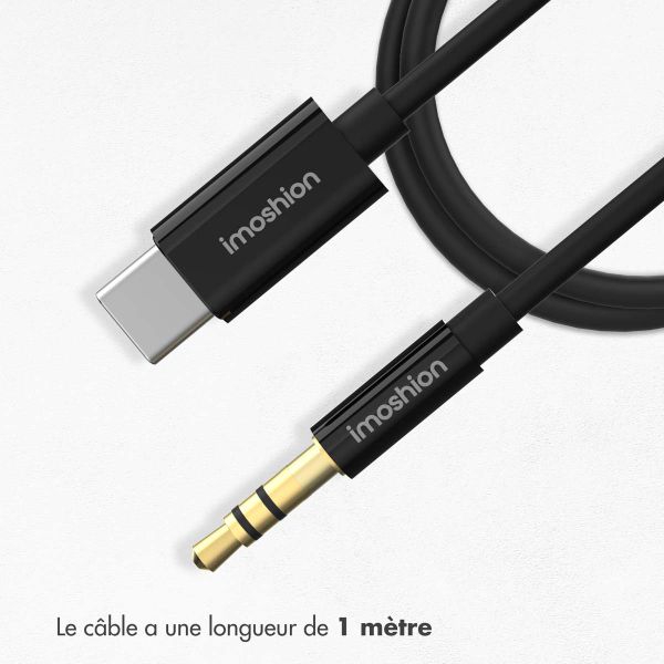 imoshion ﻿Câble AUX - Câble audio 3,5 mm / Jack vers USB-C - Mâle vers USB-C - 1 mètre - Noir