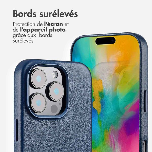 Accezz Coque arrière en cuir avec MagSafe iPhone 16 Pro - Nightfall Blue