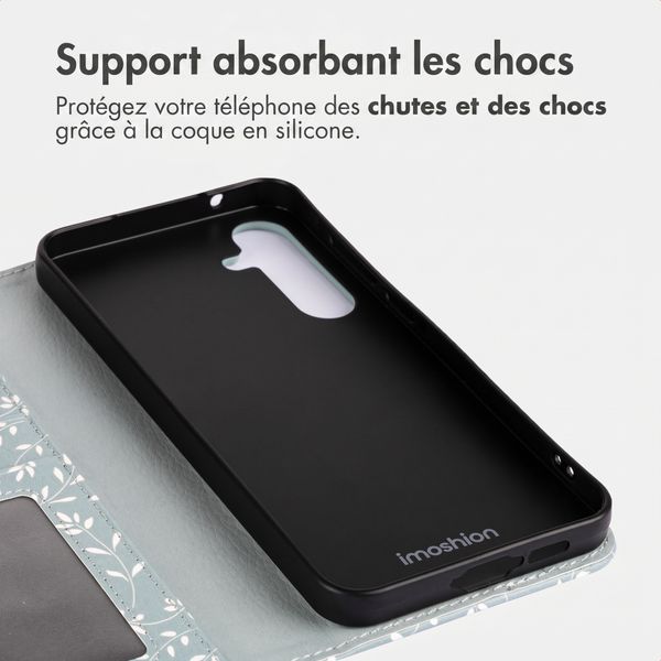 imoshion Étui de télephone portefeuille Design Samsung Galaxy A55 - Smoke Green Flowers