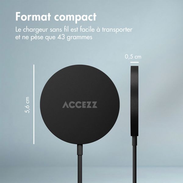 Accezz Wireless Charger USB-C - Chargeur MagSafe sans fil - 1 mètre - Noir