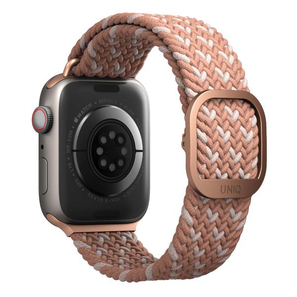 Uniq Bracelet tressé Aspen Designer Edition Apple Watch Series 1 t/m 9 / SE (38/40/41 mm) | Series 10 / 11 (42 mm) - Citrus Pink