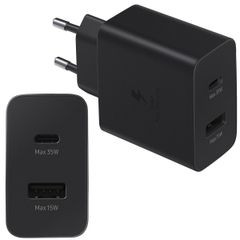 Samsung Adaptateur secteur original - Chargeur - Connexion USB-C et USB - Charge rapide - 35W - Noir