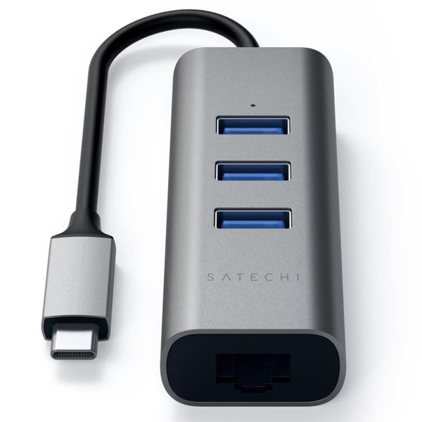 Satechi Hub USB en aluminium | USB-C vers 3x USB-A et ethernet - Gris sidéral