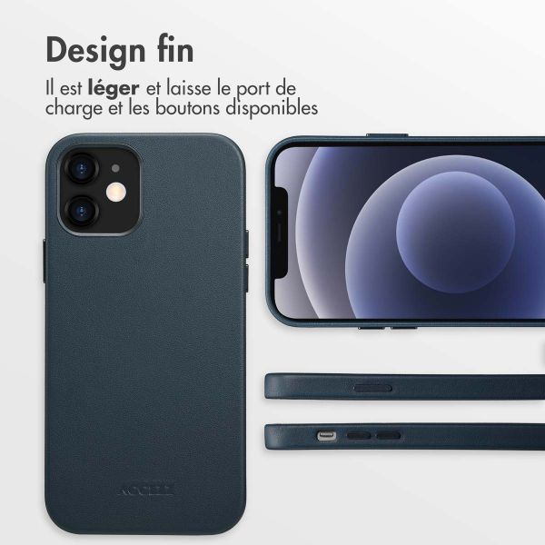 Accezz Coque arrière en cuir avec MagSafe Apple iPhone 12 (Pro) - Nightfall Blue