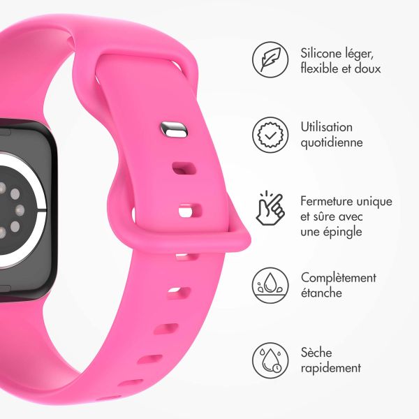 imoshion Bracelet en silicone⁺ Apple Watch Series 1 t/m 11 / SE / Ultra (44/45/46/49 mm) - Taille M/L - Barbie Pink