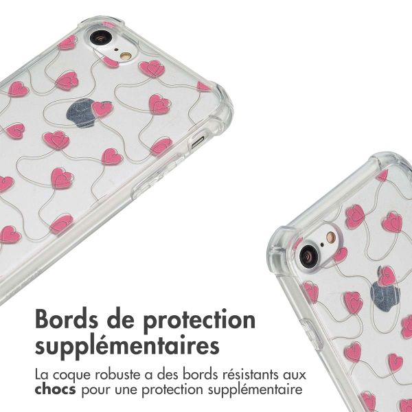 imoshion Coque Design avec cordon Apple iPhone SE (2022 / 2020) / 8 / 7 - Dusty Rose Connected Hearts