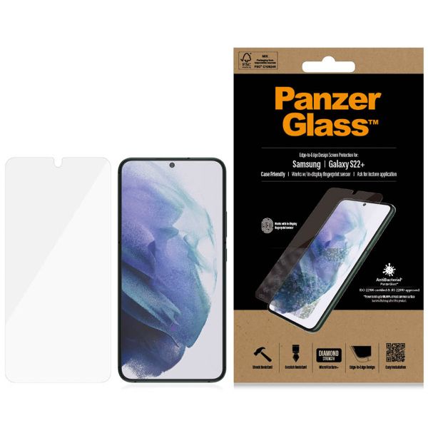 PanzerGlass Protection d'écran en verre trempé Case Friendly Anti-bactéries Samsung Galaxy S22 Plus - Noir