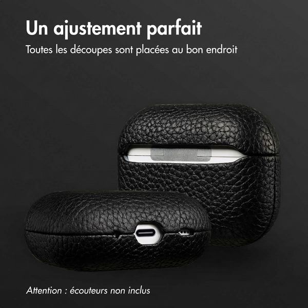 Accezz Coque en cuir véritable  Apple AirPods Pro 2 - Noir