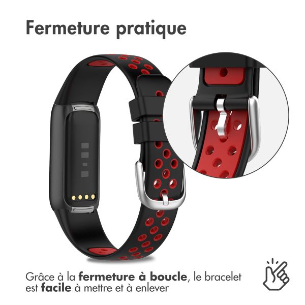 imoshion Bracelet sportif en silicone Fitbit Luxe - Noir/Rouge