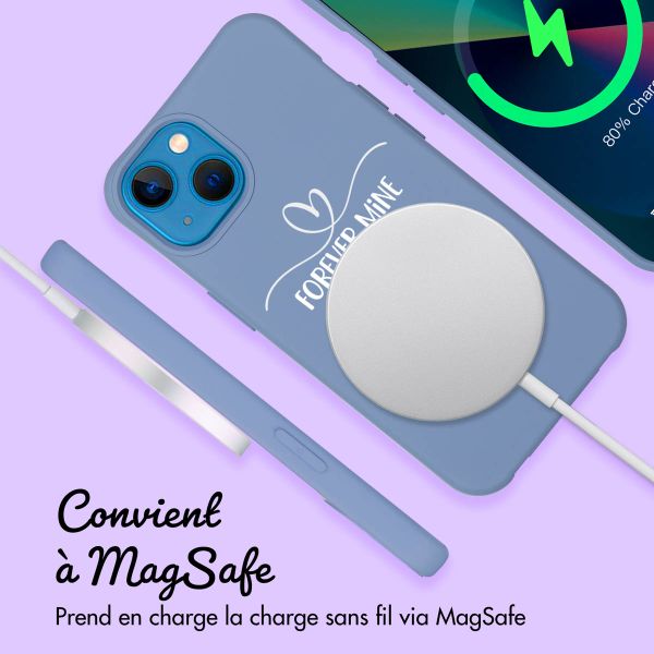 Coque de couleur personnalisée MagSafe avec cordon amovible  et cœur élégant iPhone 13 - Ash Blue