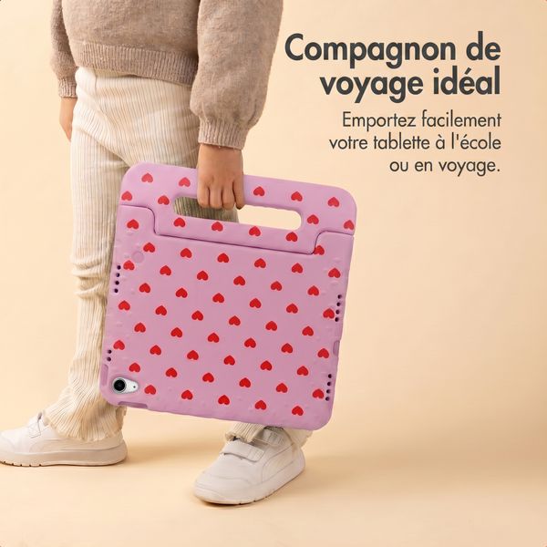 imoshion Coque arrière Kidsproof Design avec poignée Apple iPad 9 (2021) 10.2 pouces / iPad 8 (2020) 10.2 pouces / iPad 7 (2019) 10.2 pouces - Cœurs